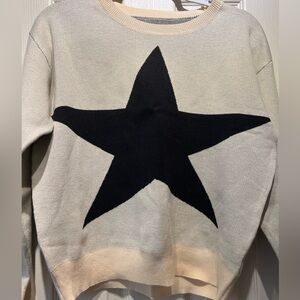 Knitted Long Sleeve Sweater Crew Neck Cute Star Printed Pullover